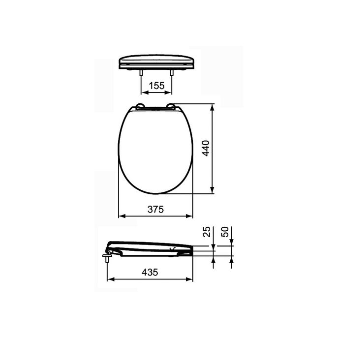 Ideal Standard Contour 21 S4065LJ toiletzitting met deksel grijs gelakt
