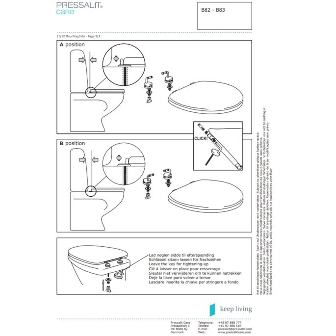 Pressalit Dania R27000-D83999 toiletzitting zonder deksel wit
