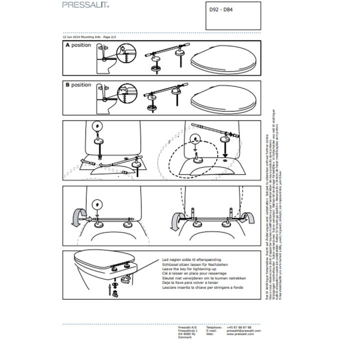 Pressalit Dania R27108-D92999 toiletzitting zonder deksel donkerblauw (RAL 5011)