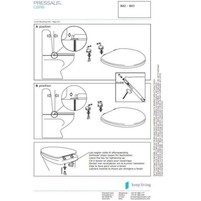 Pressalit Dania R37000-B83999 toiletzitting met deksel wit