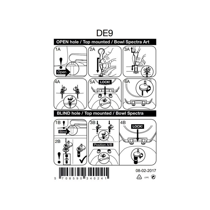 Pressalit Connexion DE9999 uni scharnier, combi, top montage, chroom (set van 2)