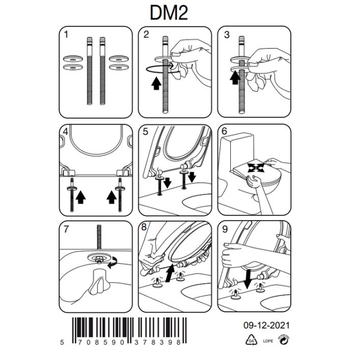 Pressalit 300+ 1130000-DM2999 toiletzitting met deksel wit