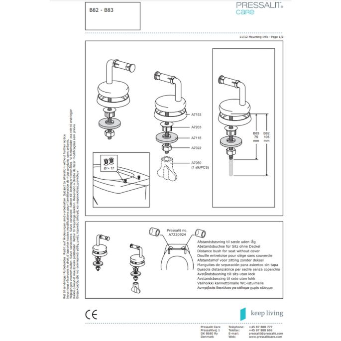 Pressalit Colani R36000-B83999 toiletzitting met deksel wit