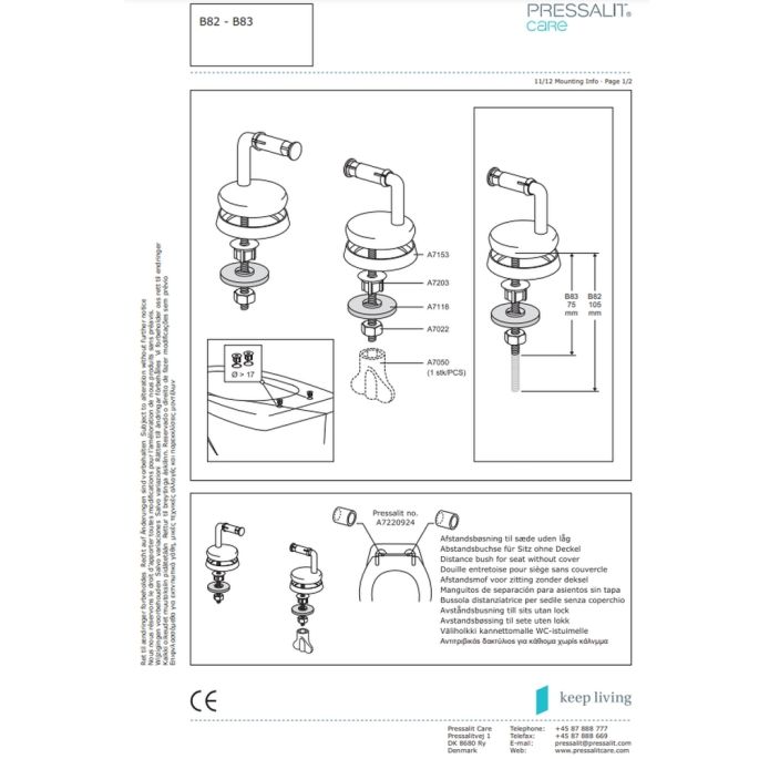 Pressalit Dania R27000-D83999 toiletzitting zonder deksel wit