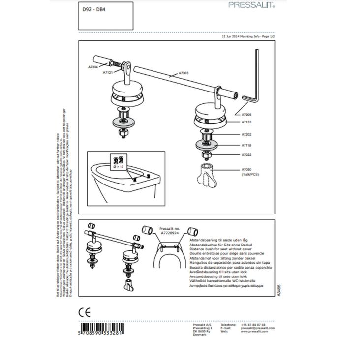 Pressalit Dania R37108-D92999 toiletzitting met deksel donkerblauw (RAL 5011)