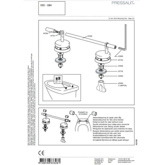 Pressalit Ergosit R29000-D92999 toiletzitting zonder deksel wit