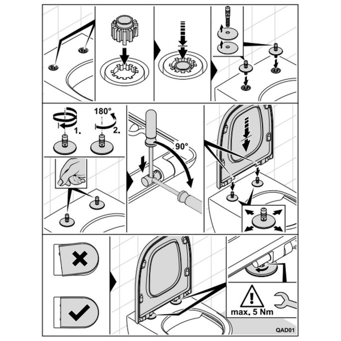 Villeroy en Boch Memento 2.0 8M24S1RW toiletzitting met deksel Stone White