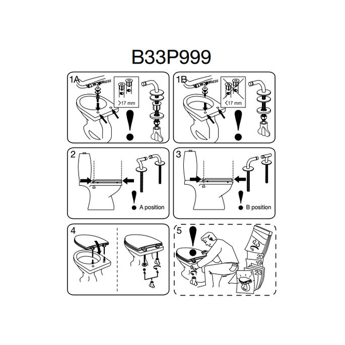 Pressalit B33P999 Magnum set vaste scharnieren chroom