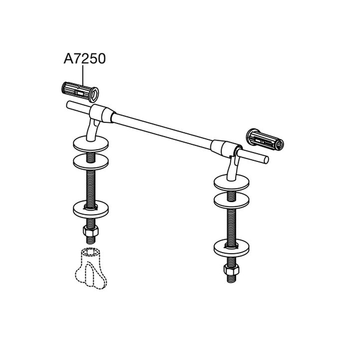 Pressalit BY3999 Projecta set vaste scharnieren doorlopende pen chroom
