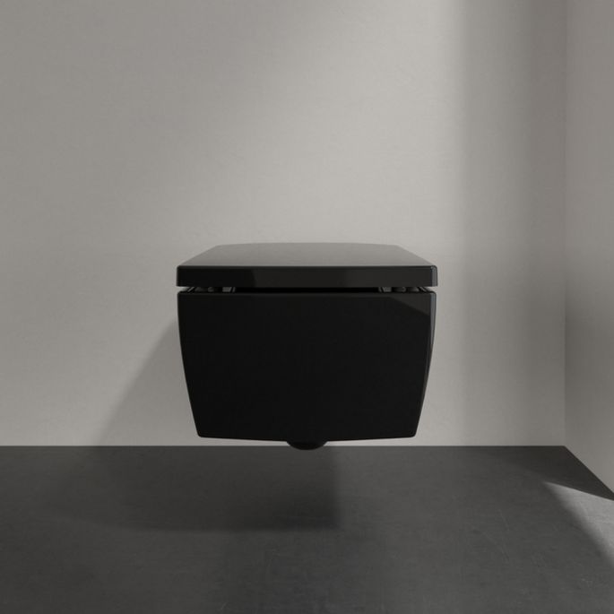 Villeroy en Boch Memento 2.0 8M24S1R7 toiletzitting met deksel Pure Black