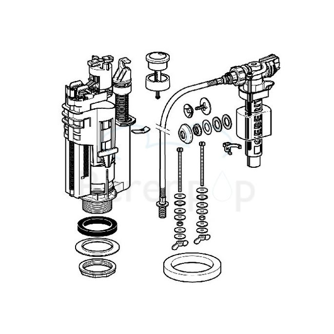 Geberit 283354KD1 Type 590-380 spoelmechanisme met vlotterkraan *niet meer leverbaar*