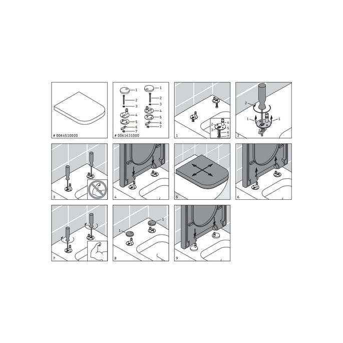 Duravit Darling New - Happy D.2 0061631000 scharnierset voor toiletzitting Darling New 002101/002109/006989 en Happy D.2 006451/006459