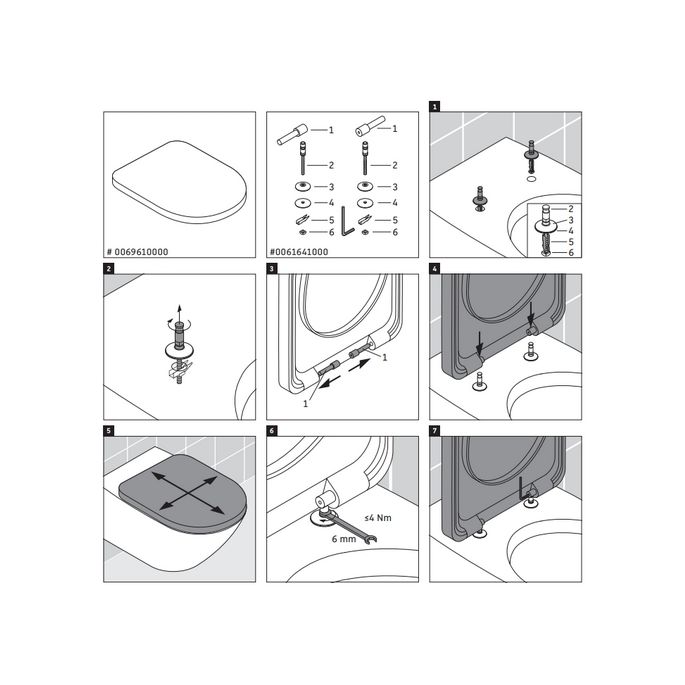 Duravit Architec 0061641000 scharnierset voor toiletzitting Architec 006961