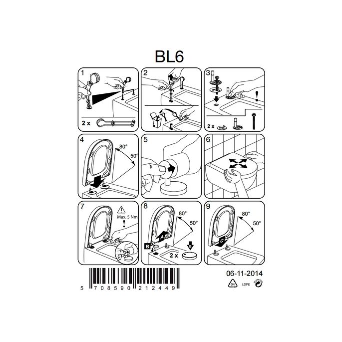 Pressalit Sway Uni 970000-BL6999 toiletzitting met deksel wit