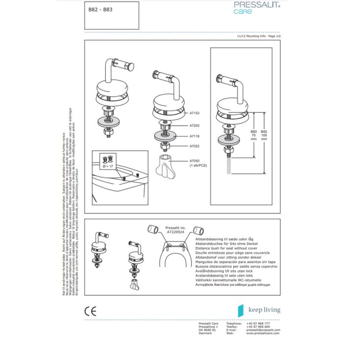 Pressalit Dania R37000-B83999 toiletzitting met deksel wit