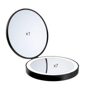 Smedbo Outline Lite FB627 reisspiegel met led verlichting 1x en 7x zwart